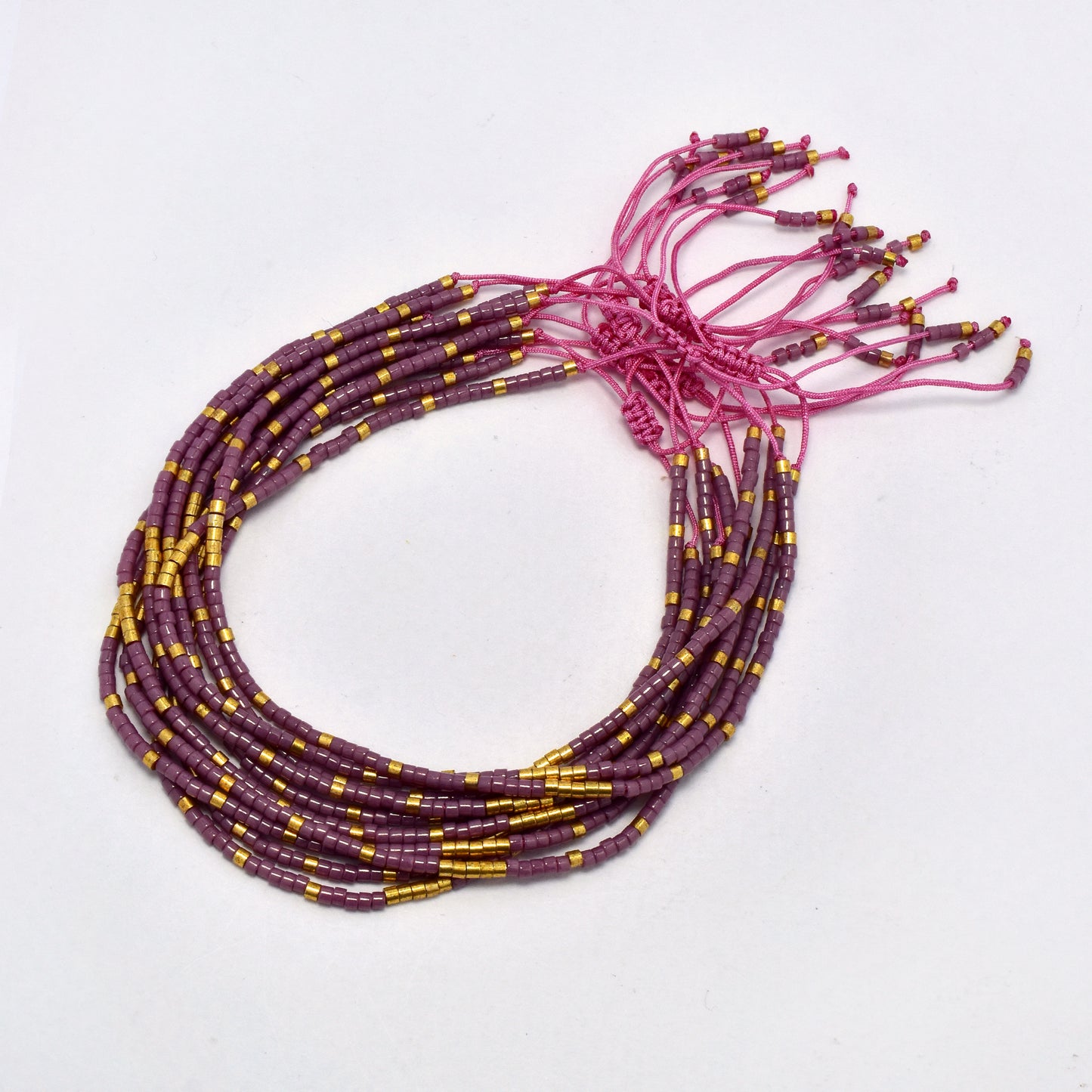 Gold and colour pull through bracelet - 10pk - SSYB5702