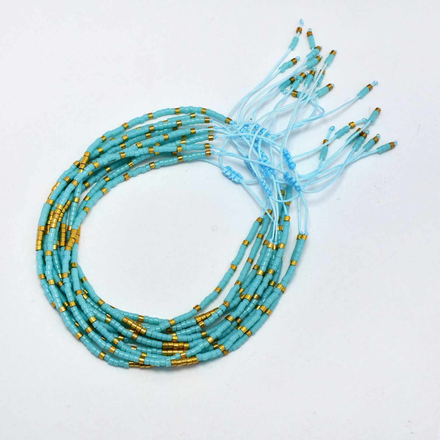 Gold and colour pull through bracelet - 10pk - SSYB5702