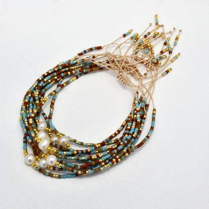 Freshwater pearl and bead pull through bracelet - 10pk - SSYB5703