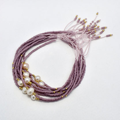 Freshwater pearl and bead pull through bracelet - 10pk - SSYB5703