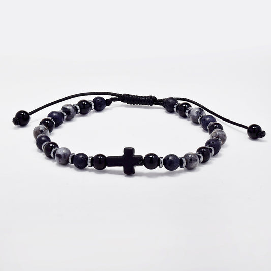 Natural stone and cross adjustable bracelet - SSYB5788