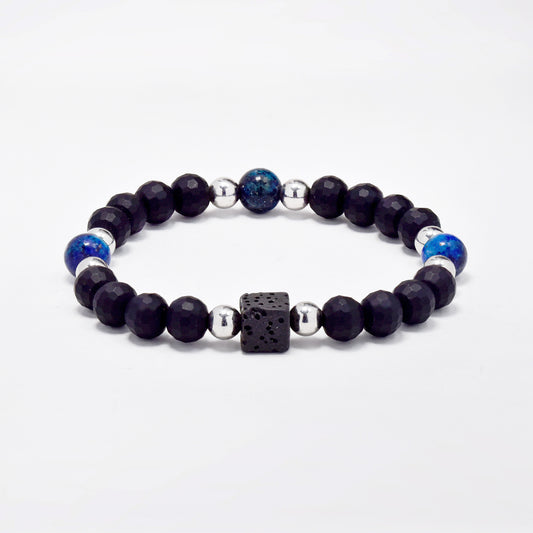 Natural stone and lava rock stretch bracelet - SSYB5790