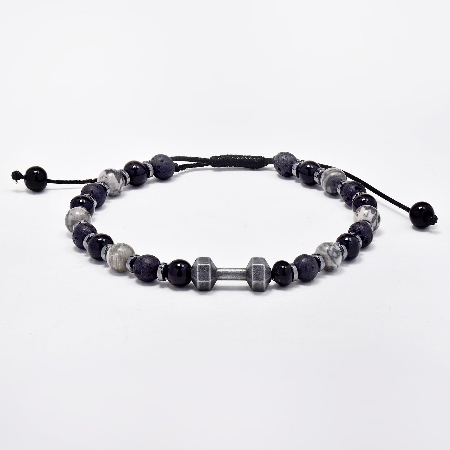 Natural stone and dumbbell adjustable bracelet - SSYB5794