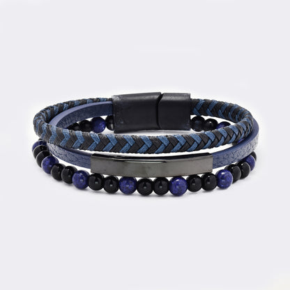 Steel and leather bracelet - SSYB5817
