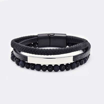 Steel and leather bracelet - SSYB5817