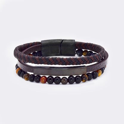 Steel and leather bracelet - SSYB5817