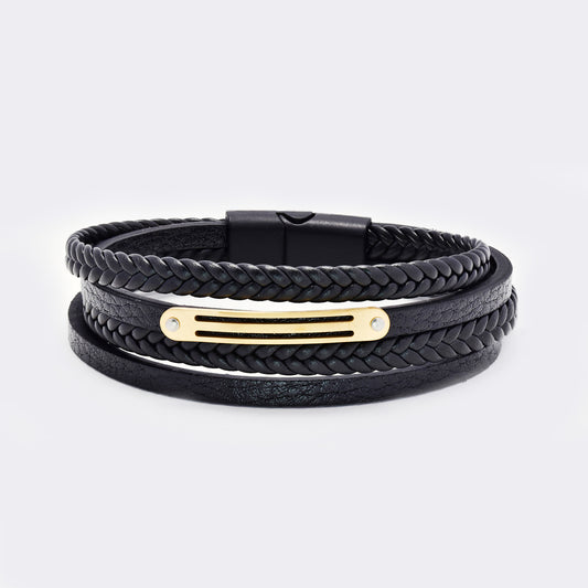 Steel and leather bracelet - SSYB5823