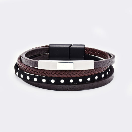 Steel and leather bracelet - SSYB5824