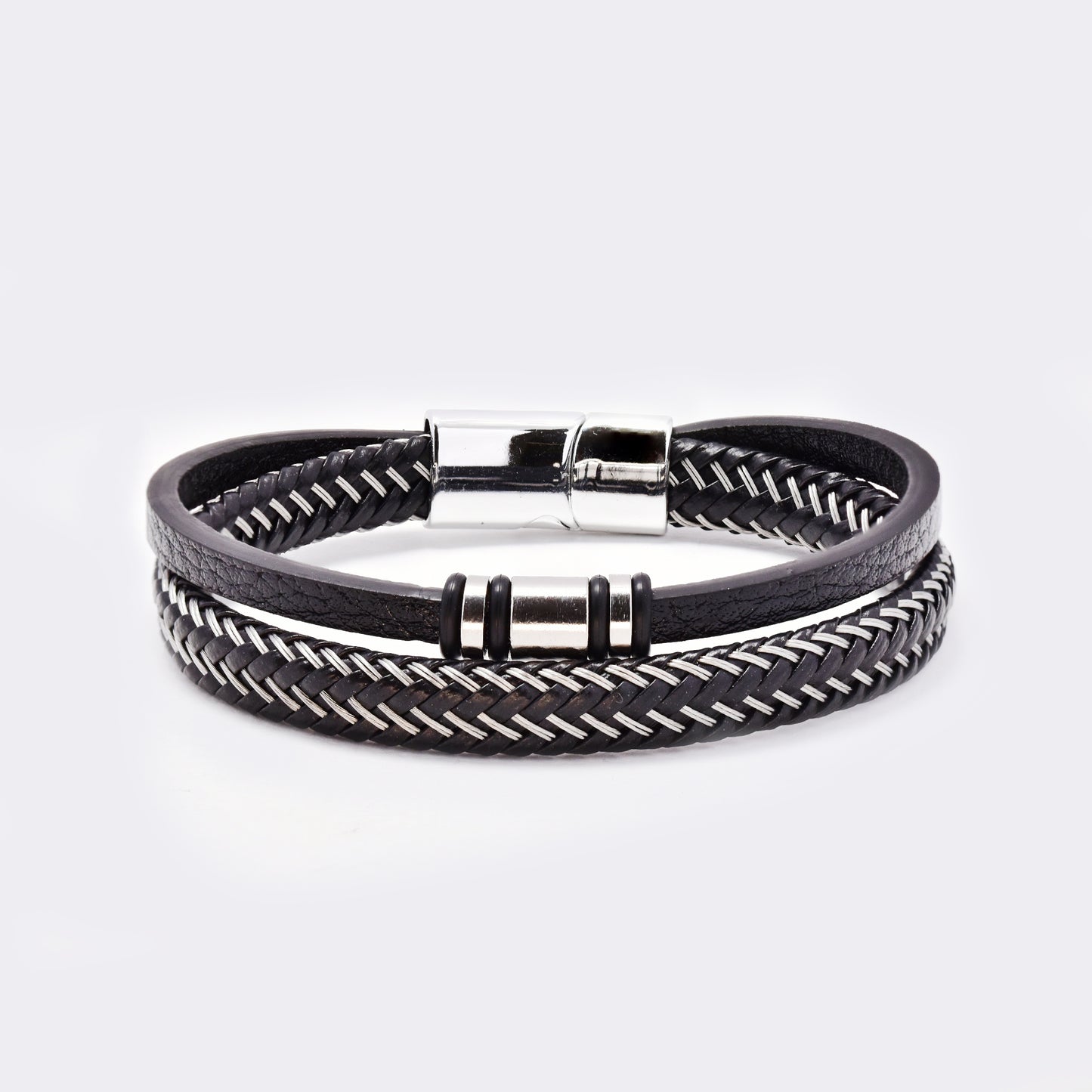 Steel and leather bracelet - SSYB5825