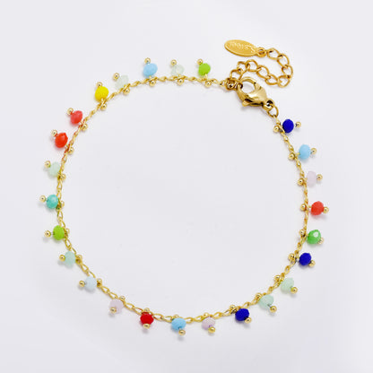 Steel 17cm + 5cm bead charm bracelet - SSYB5863