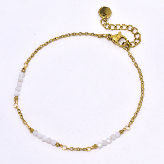 SSYB5949 - St Steel 18+3cm faceted bead bracelet