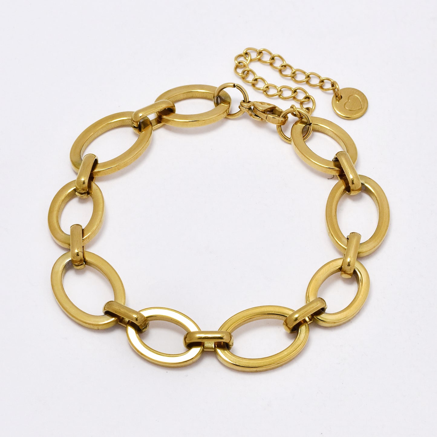 SSYB5993 - St Steel 18cm + 5cm oval link bracelet