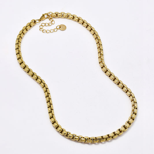 SSYN5995 - St Steel 42cm + 5cm chunky box chain necklace