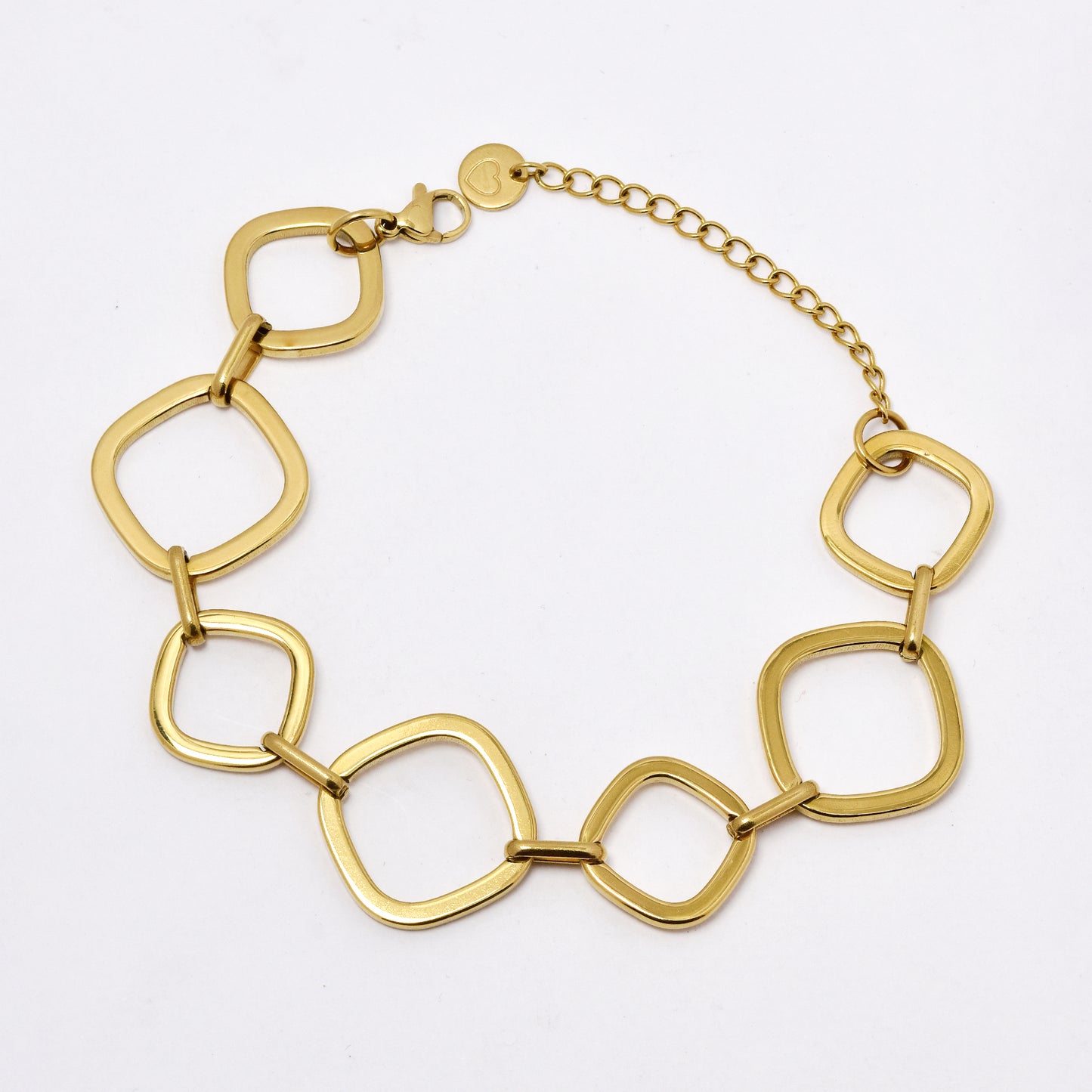 SSYB5997 - St Steel 17cm + 5.5cm square fancy link bracelet