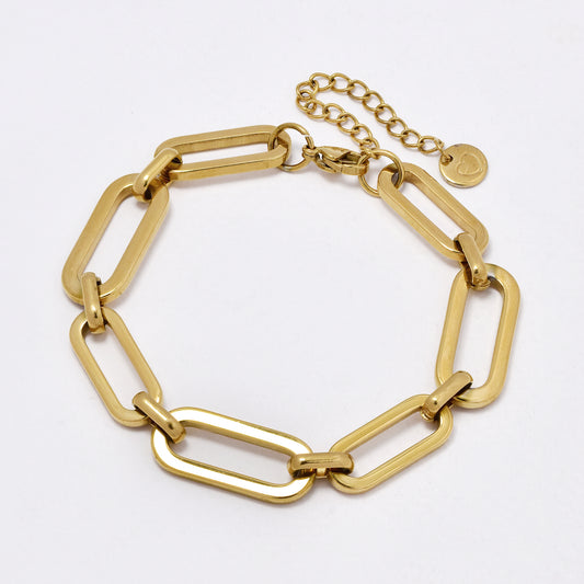 SSYB5998 - St Steel 18cm + 5cm statement paperclip link bracelet