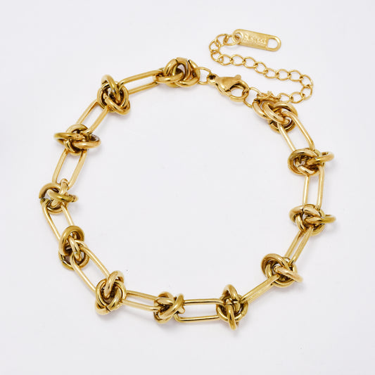 SSYB6088 - St Steel 17.5cm + 6cm knot link bracelet