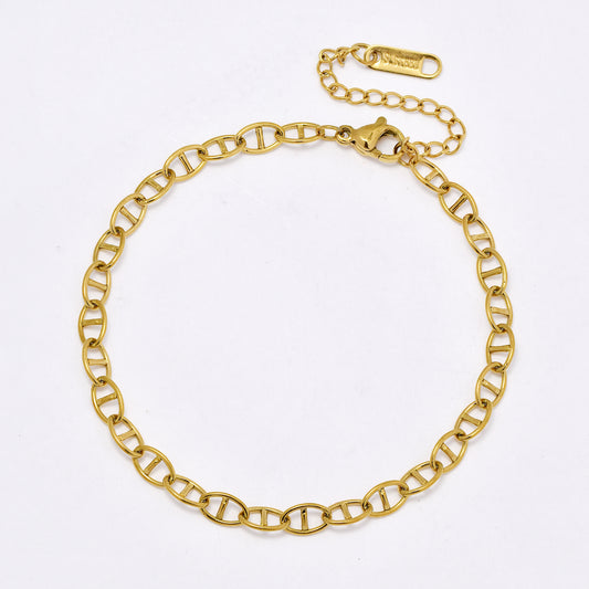 SSYB6089 - St Steel 18cm + 5cm oval link bracelet