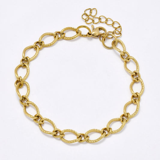 SSYB6065 - St steel 19cm + 5cm statement link bracelet