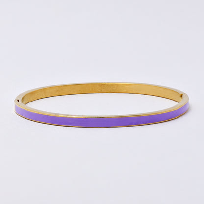 SSYB6276 - St Steel 65mm x 55mm x 4mm hinged bangle with enamel colour