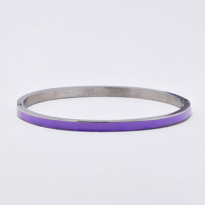 SSYB6276 - St Steel 65mm x 55mm x 4mm hinged bangle with enamel colour