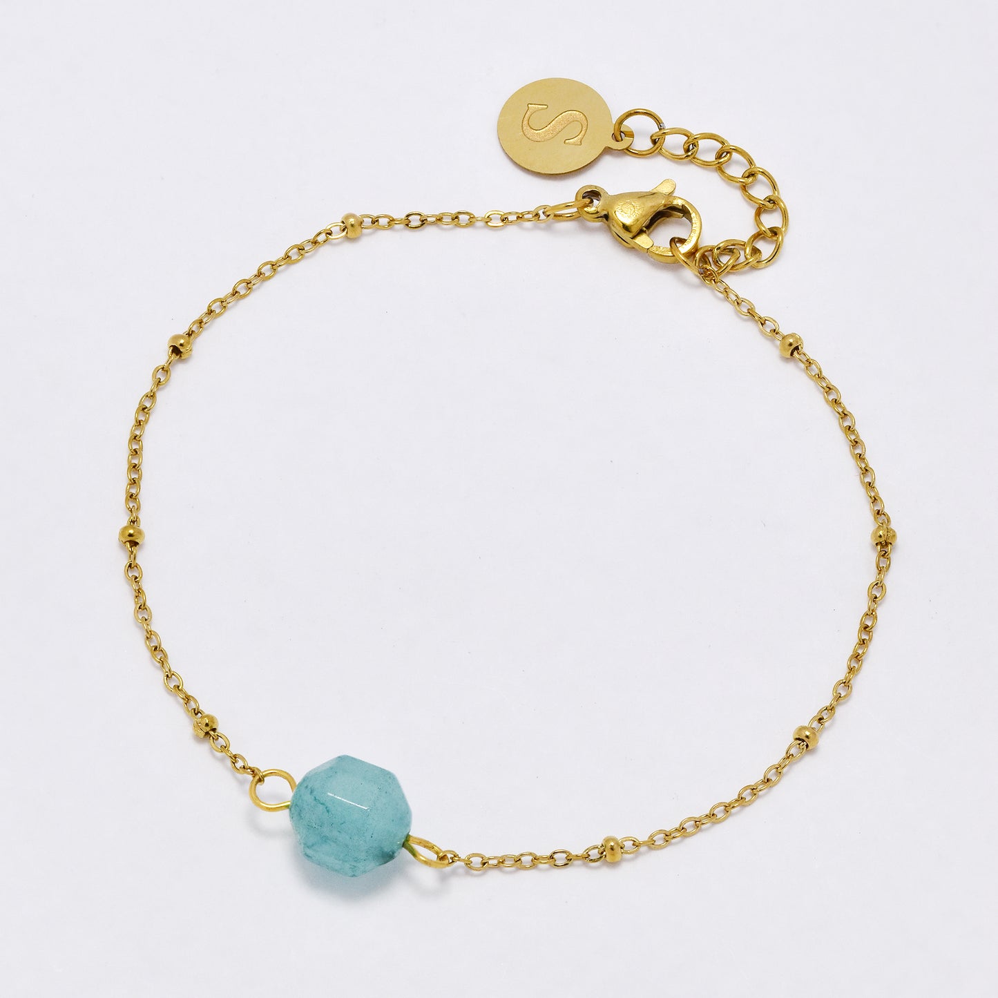 SSYB6277 - St Steel 16cm + 2cm bracelet with natural stone