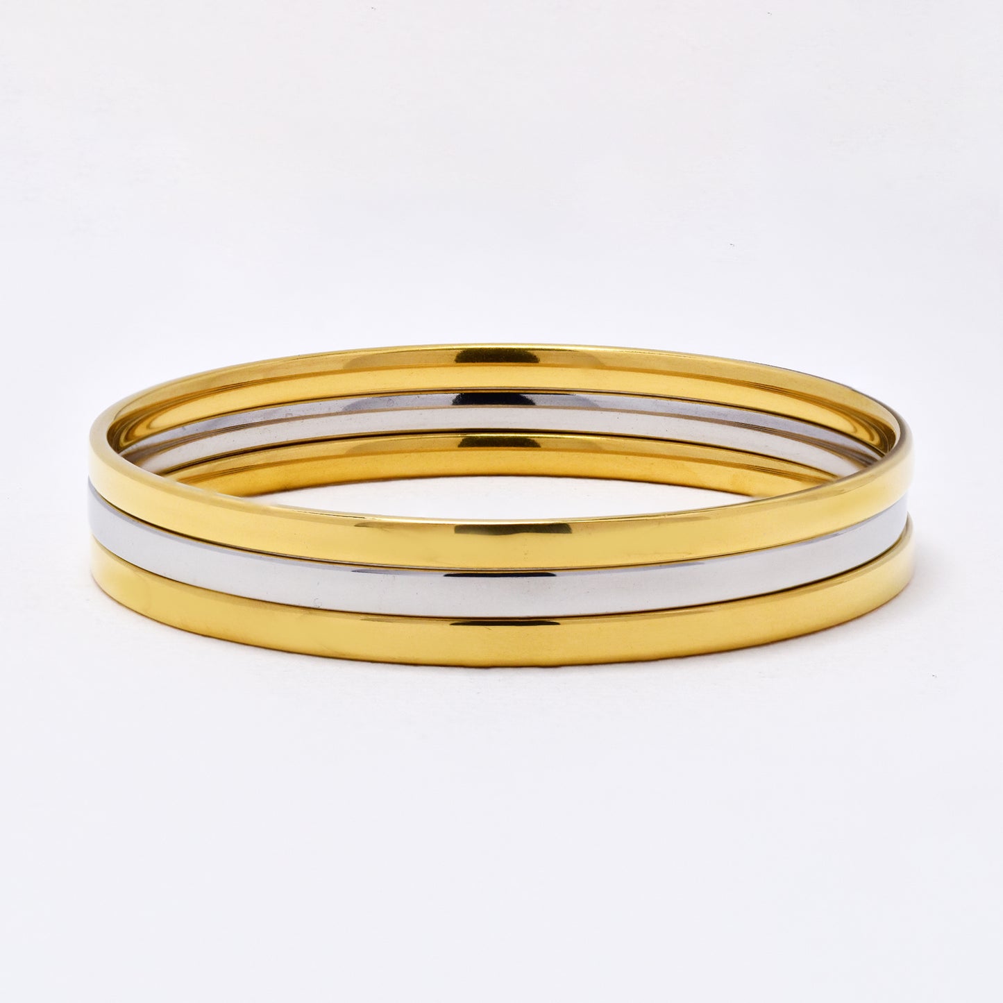 SSYB6284 - St Steel 69mm x 4mm 3 piece round bangle set