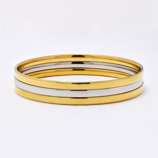 SSYB6284 - St Steel 69mm x 4mm 3 piece round bangle set