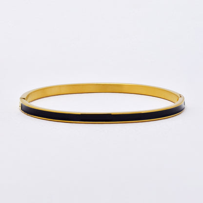 SSYB6290 - St Steel 65mm x 55mm x 4mm hinged bangle with colour enamel strip