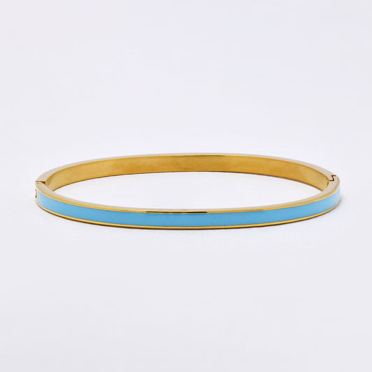 SSYB6290 - St Steel 65mm x 55mm x 4mm hinged bangle with colour enamel strip