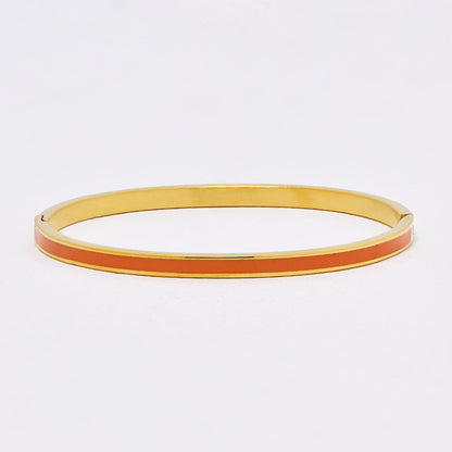SSYB6290 - St Steel 65mm x 55mm x 4mm hinged bangle with colour enamel strip