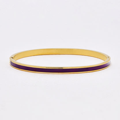 SSYB6290 - St Steel 65mm x 55mm x 4mm hinged bangle with colour enamel strip