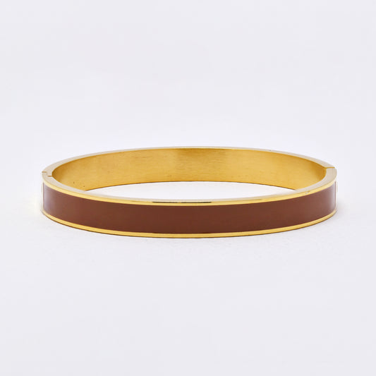 SSYB6291 - St Steel 65mm x 55mm x 8mm hinged bangle with colour enamel strip