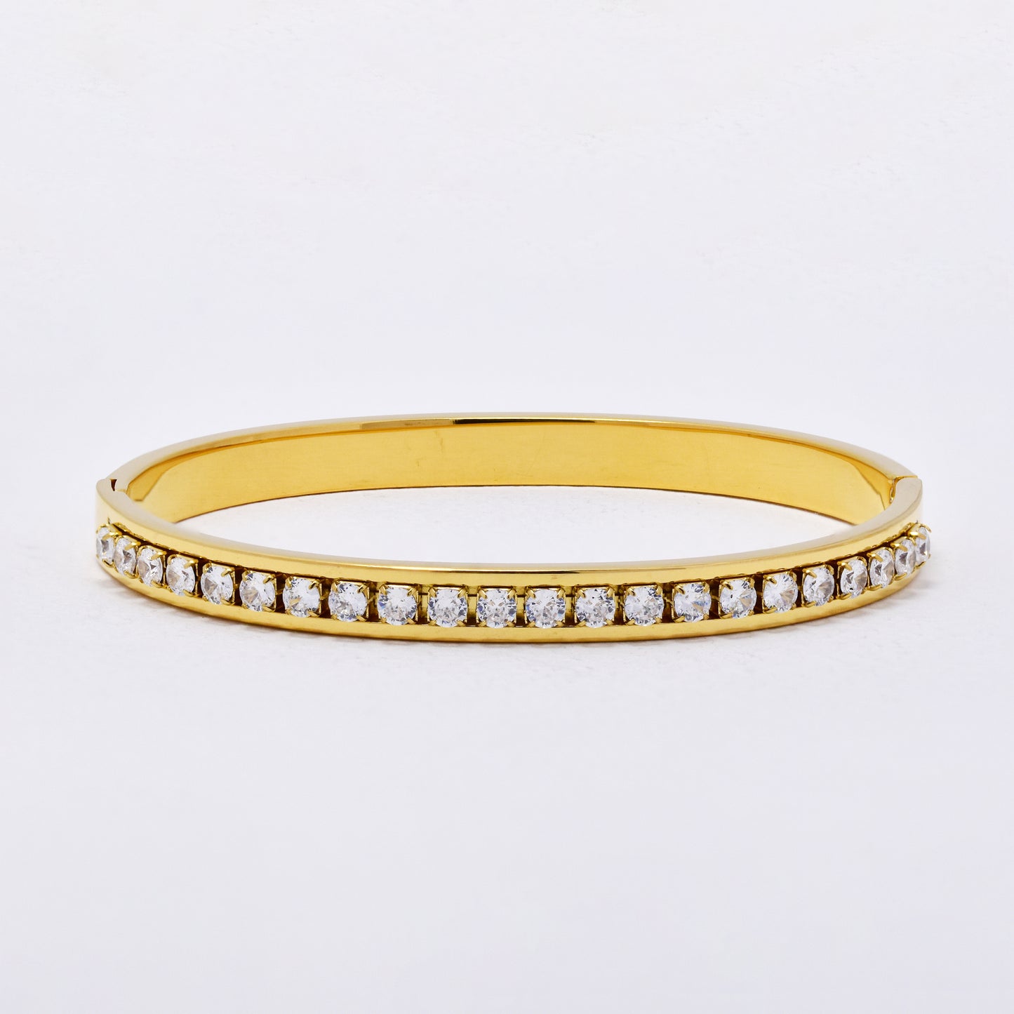 SSYB6295 - St Steel 60mm x 55mm x 6mm hinged CZ bangle