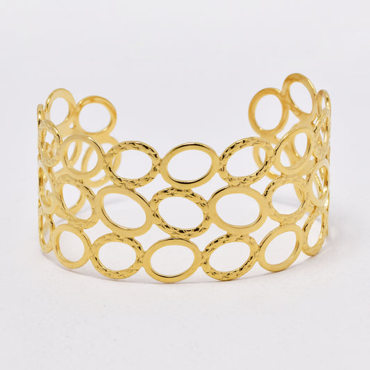 SSYB6421 - St Steel 65mm x 34mm cutout oval cuff bangle