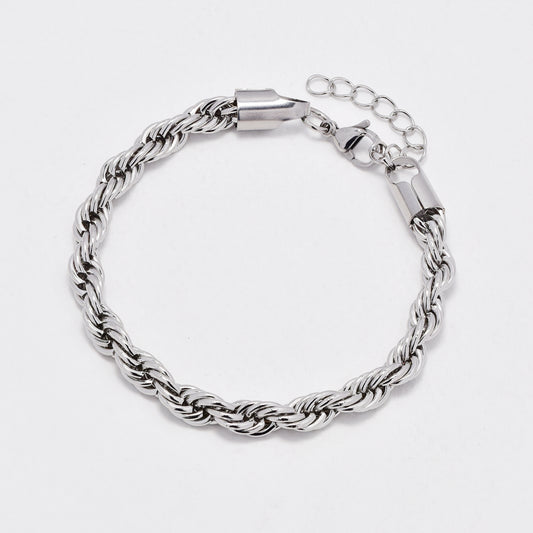 SSYB6423 - St Steel 18cm + 3cm x 6mm thick rope bracelet