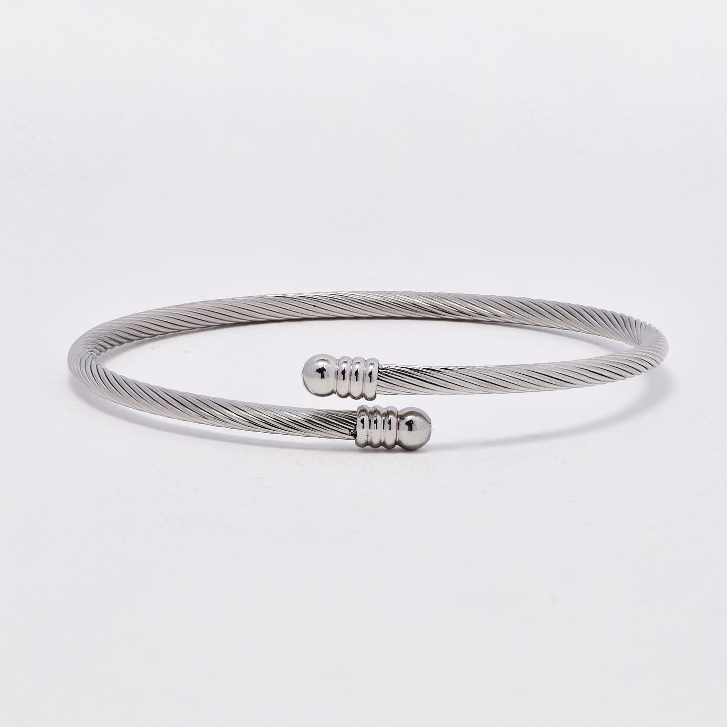SSYB6429 - St Steel 58mm x 3mm flexi wire wrap bangle