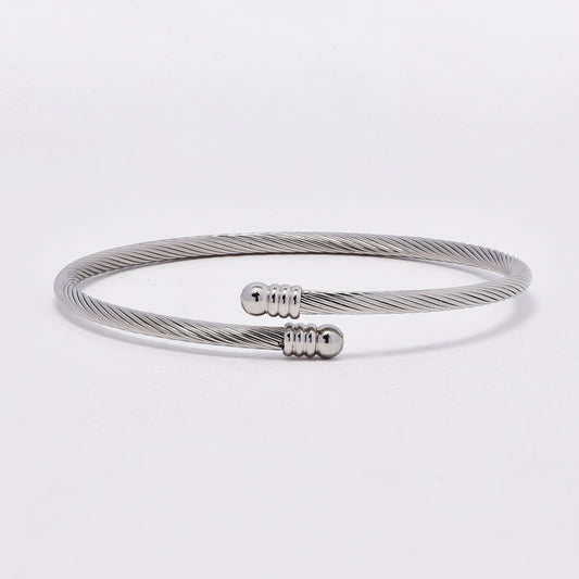 SSYB6429 - St Steel 58mm x 3mm flexi wire wrap bangle