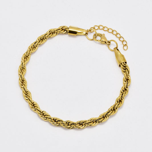 SSYB6432 - St Steel 19.5cm + 3cm x  5mm thick rope bracelet