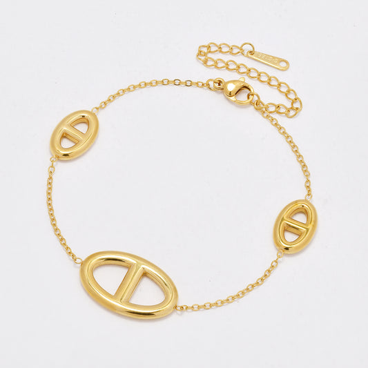 SSYB6440 - St Steel 18cm + 5cm mariner link bracelet