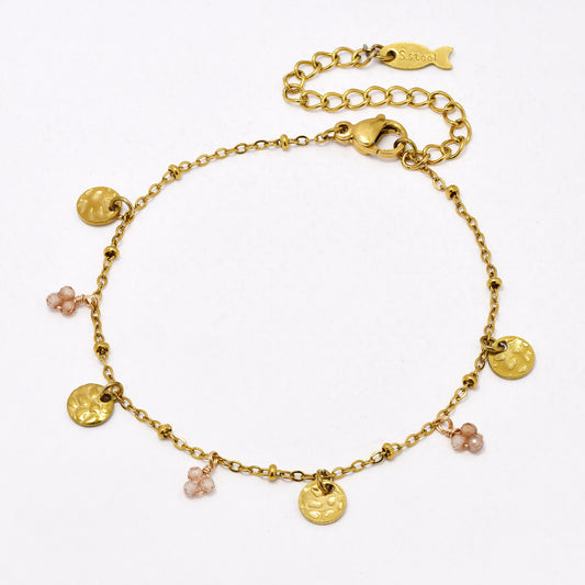 SSYB6535 - St Steel bead & disk bracelet