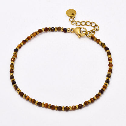 SSYB6536 - St Steel 15.5cm + 3cm faceted bead bracelet