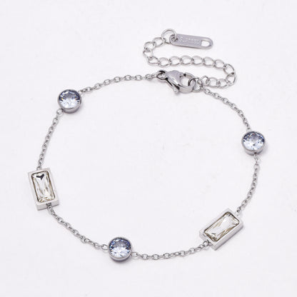 SSYB6541 - St Steel 16.5cm + 4.5cm CZ bracelet