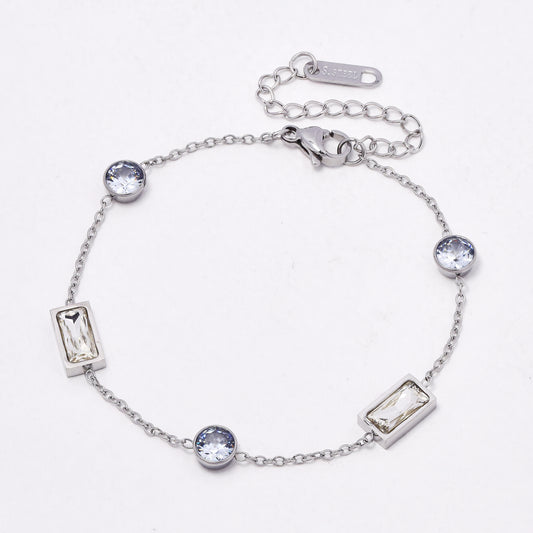 SSYB6541 - St Steel 16.5cm + 4.5cm CZ bracelet