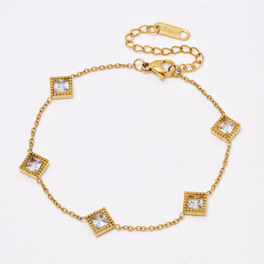 SSYB6542 - St Steel 17.5cm + 5cm CZ bracelet