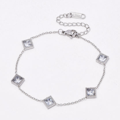 SSYB6542 - St Steel 17.5cm + 5cm CZ bracelet