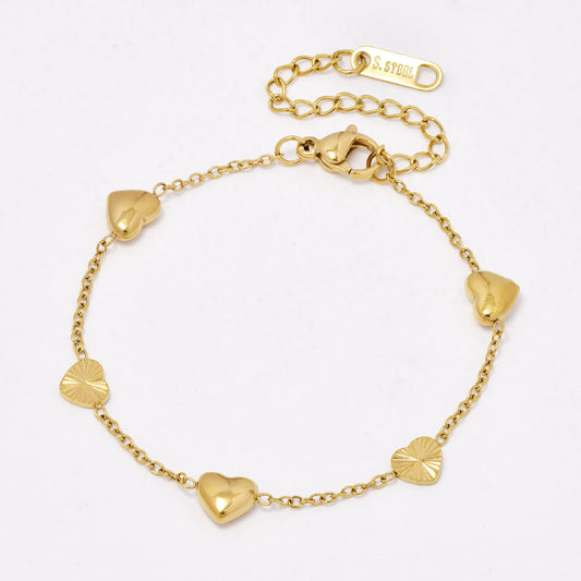 SSYB6546 - St Steel 15cm + 4.5cm heart bracelet