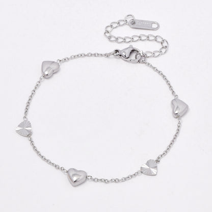 SSYB6546 - St Steel 15cm + 4.5cm heart bracelet