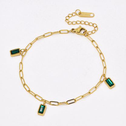 SSYB6547 - St Steel 17cm + 4cm mini paperclip CZ bracelet
