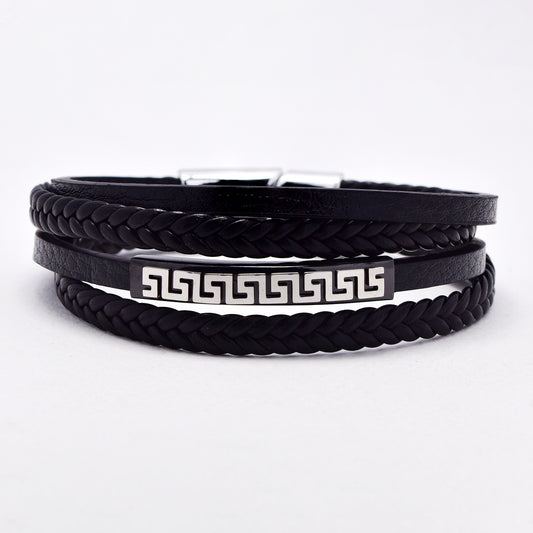 SSYB6564 - St Steel 21cm grecian pattern bracelet