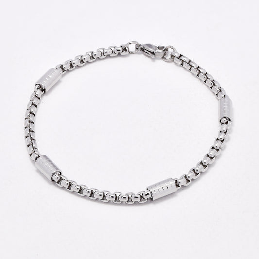 SSYB6699 - St Steel 22cm x 4mm fancy box bracelet